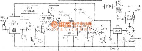 Pyroelectric infrared sensor automatic door control and language voice circuit diagram(HN911D)