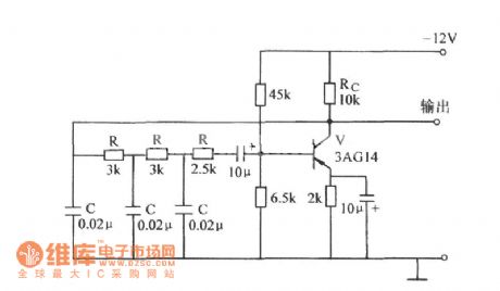 C grounding RC phase shift oscillator circuit in the chain network