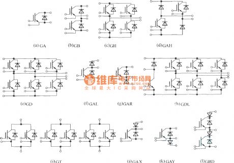 Power module unit diagram of IGBT and fly-wheel diode