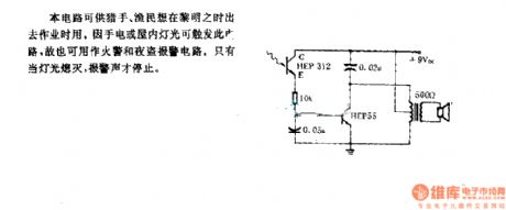 The alarm circuit controlling by intensity of usable light