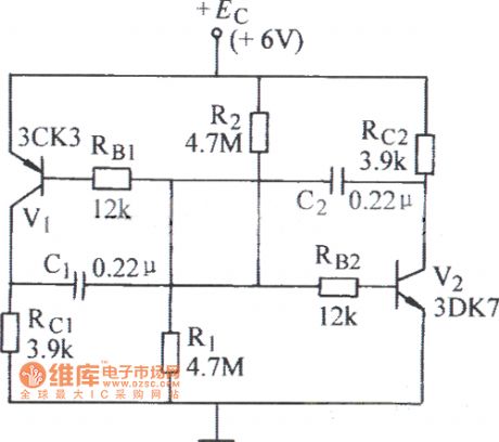 Complementary tube free running multivibrator circuit diagram