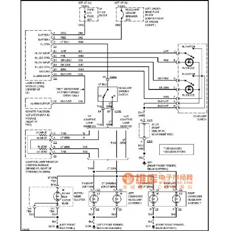 Buick headlamp circuit diagram(no DRL, with beam adjustment)