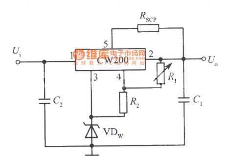 Zero potential CW200 high output voltage integrated regulated power supply circuit diagram