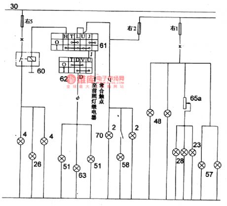 The Fog Lamp,Width Lamp and Instrument Lamp Circuit of Volga 3102
