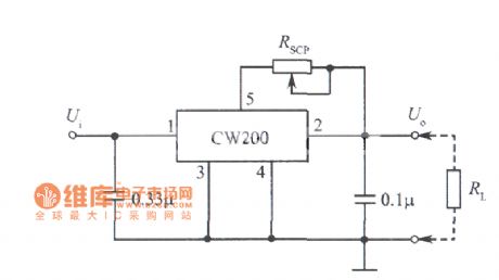 Adjustable constant current source circuit diagram composed of CW200