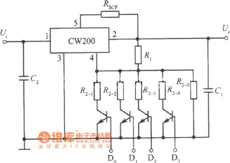 Logic control integrated regulated power supply circuit diagram composed of CW200
