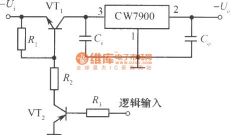 Remote control turn-off style intergrated regulated power supply circuit composed of CW7900