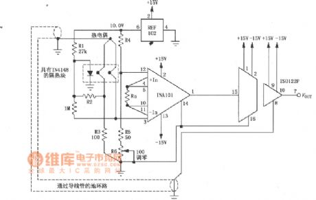 Thermocouple amplifier (ISO122P/124, INA101) circuit diagram
