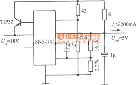 15V, 300mA regulated power supply circuit diagram composed of SN52105