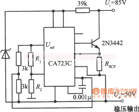 50V suspended regulated power supply circuit diagram composed of CA723C