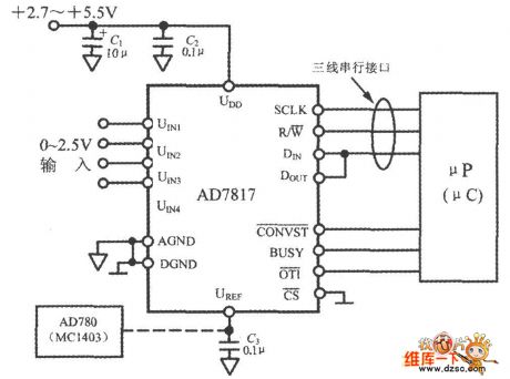 5-channel temperature measurement and control system circuit diagram