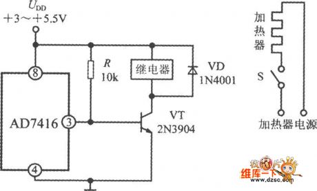 Constant temperature controller circuit diagram which is composed of AD7416