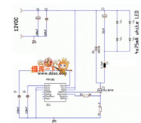 PR4101 Application Circuit Using 12VDC