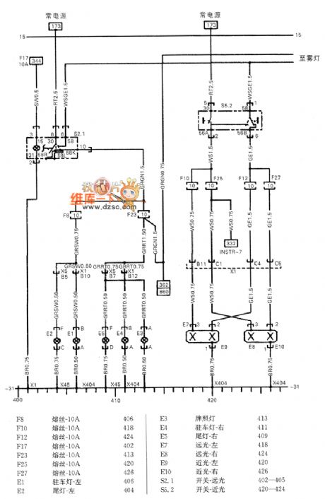 Shanghai GM Chevrolet Sail Car External Lighting System Circuit (3)