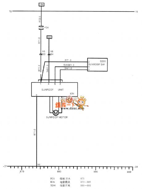 Shanghai GM Chevrolet Sail Car Electrical Power Sky Windows Circuit