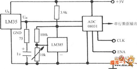 Voltage output integrated temperature sensor LM35 circuit