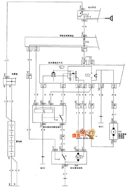 DONGFENG Citroen Elysee wiper and cleaning equipment circuit diagram