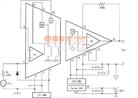 Three-channel unity-gain isolation circuit diagram with the same phase composed of 3656