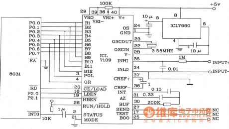 The interface circuit diagram between 8031 SCM and ICL7109