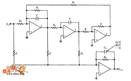 The state variable circuit diagram of elliptic function low pass filter