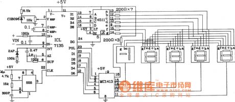 4 1/2 digit voltmeter circuit diagram composed of ICL7135