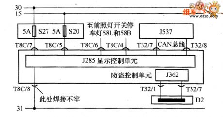 VW Polo 1.4L car combined meter circuit diagram