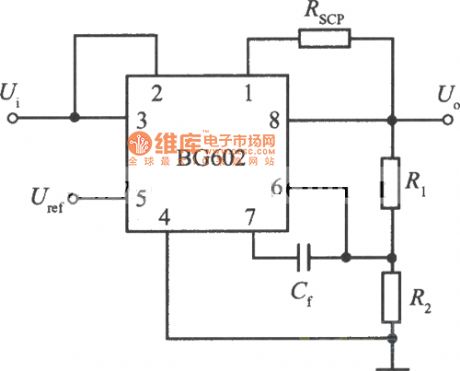 Standard application circuit diagram of BG602 low power integrated regulator with 8-end adjustable output