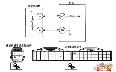 Oxygen sensor and PCM connection circuit diagram