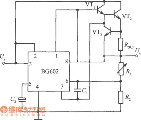 BG602 IC regulator circuit diagram with Darlington extending flowing