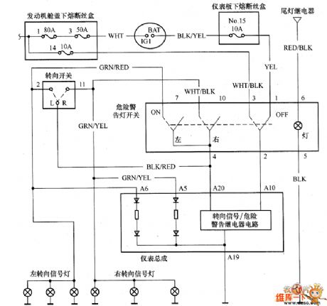 Guangzhou HONDA Fit saloon car steering lamp relative line circuit diagram