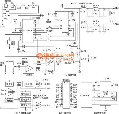 Power amplifier circuit composed of HIP4080A