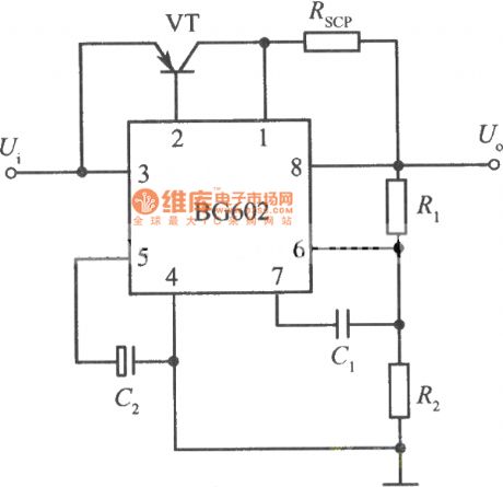 BG602 integrated regulated power supply circuit diagram with PNP power tube expanding flowing