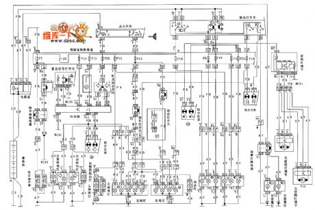 The exterior illumination circuit diagram of DONGFENG Citroen Elysee MP5.2 electronic fuel injection engine