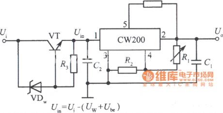 High input voltage integrated regulated power supply circuit diagram 1 composed of CW200