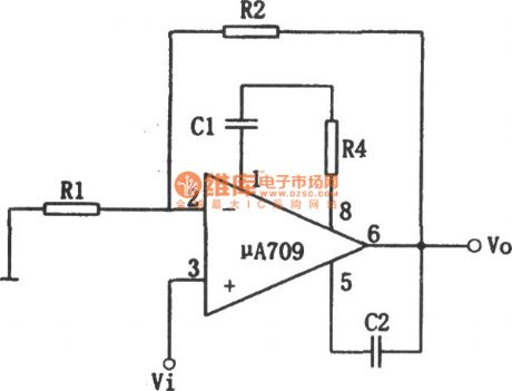 Basic in-phase amplified circuit diagram composed of μA709