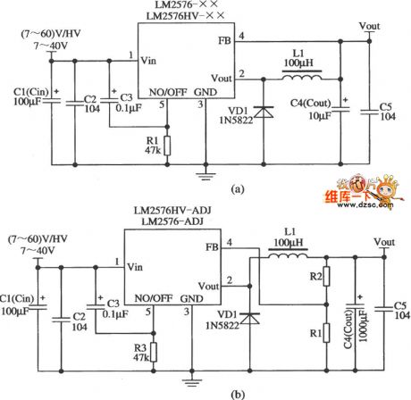 LM2576 Delay Starting Application Circuit