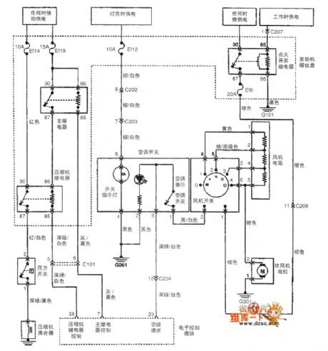 Shanghai GM Wuling Chevrolet Spark Car Air Conditioner System Circuit (2)