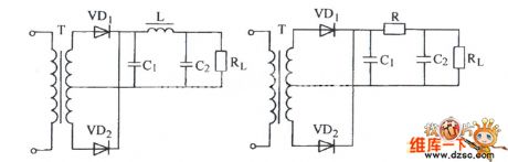 Single-Phase Full-Wave Rectifier π Type Filter Circuit