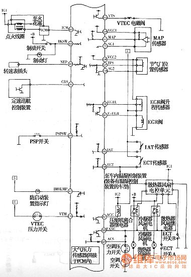 Honda Accord V6 engine control system circuit diagram