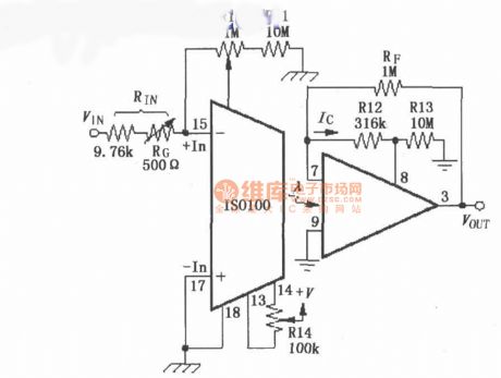 Bipolar offset adjusting circuit diagram composed of ISO100