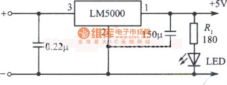 3A regulated power supply circuit diagram composed of LM5000 integrated regulator