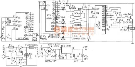 Precision adjustable timer(CD4017) circuit diagram