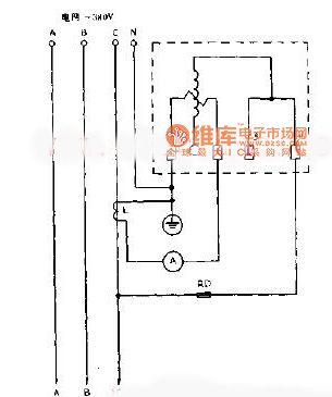 The wiring circuit diagram with single-phase watt-hour meter measuring electric power