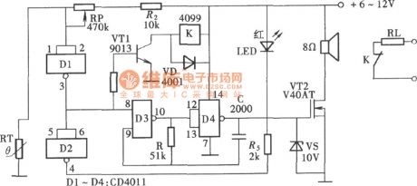 Over-temperature monitoring automatic control circuit diagram