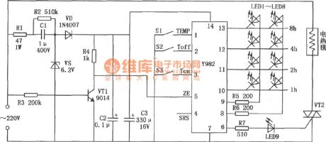 Electric blanket temperature controller circuit composed of Y982 module