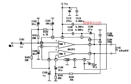 HA1371-BTL-the Integrated Circuit of Audio Amplifier