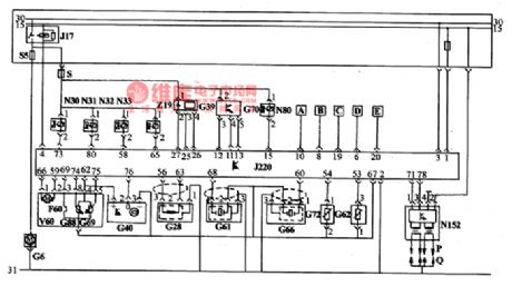 The control circuit of Santana AJR(ZVQS) power jet engine