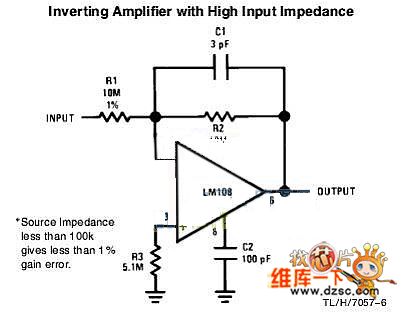 inverting amplifier with high input impedance circuit