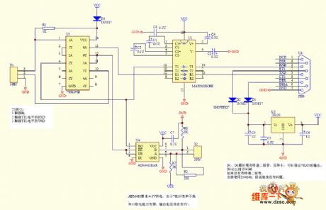 RS232-TTl-RS485 switching interface circuit