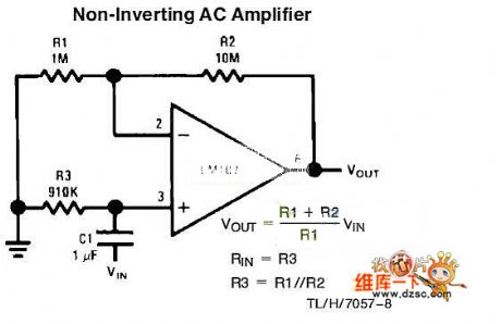 non-inverting AC amplifier circuit